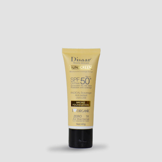 DISAAR - SUNSCREEN FOUNDATION FACE CREAM BODY SKIN PROTECTION ANTI-AGING OIL CONTROL MOISTURIZING CARE REMOVES PEELING 40g PA+++ SPF 50+